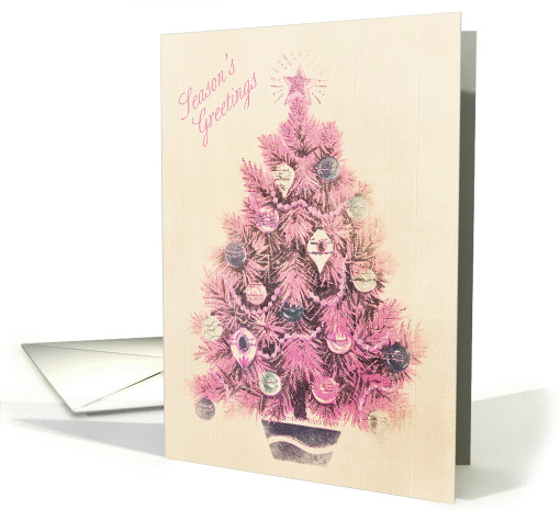 Season's Greetings Pink Christmas Tree card (950743)