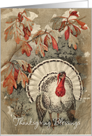 Vintage Thanksgiving Blessings Turkey card