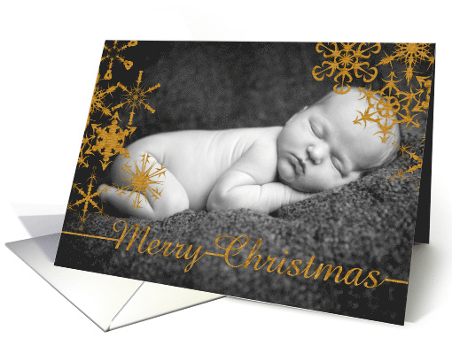 Merry Christmas Gold Snowflake Photo card (951166)