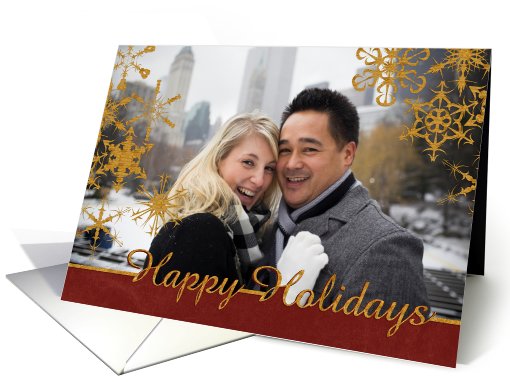 Merry Christmas Gold Snowflake Photo card (951170)