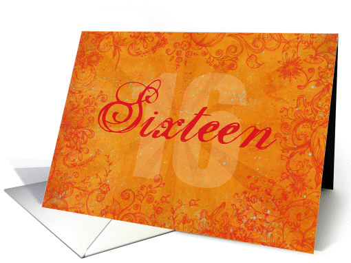Trendy Orange 16th Birthday card (956241)