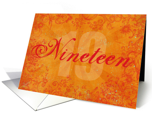 Trendy Orange 19th Birthday card (956501)