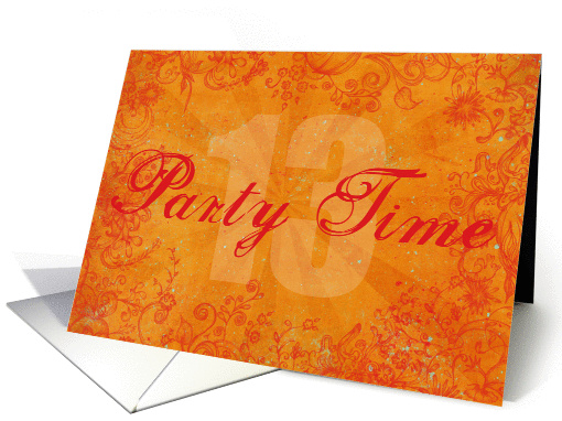 Trendy Orange 13th Birthday Invitation card (956505)