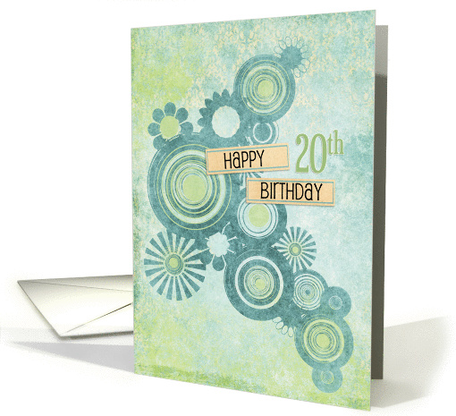 Happy 20th Birthday Circles and Flowers card (956717)