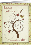 Happy Birthday to a wonderful Mum Swirl Tree card