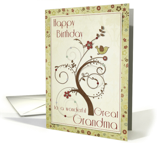 Happy Birthday to a wonderful Great Grandma Swirl Tree card (958495)