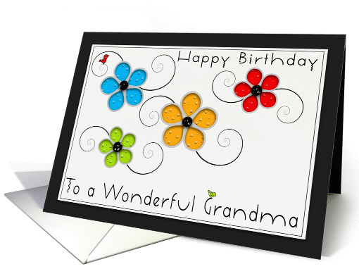 Happy Birthday Grandma Colorful Floral Cut Out card (959493)