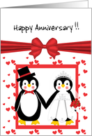 Cute Penguin Couple Happy Anniversary Card