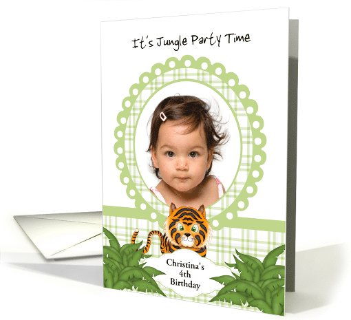 Party in the Jungle Tiger 4th Birthday Photo Invitation card (1047829)