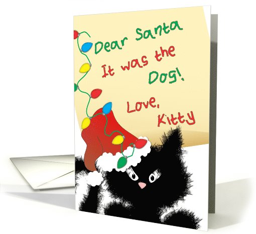 Funny Black Cat - Dear Santa It was the Dog Christmas card (1047891)
