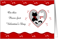 Cute Cat Couple Red Hearts Valentine’s Day Proposal Card