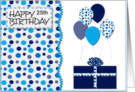 Birthday Customizable Age- Blue Dots, Gift and Balloons card