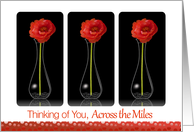 Thinking of You, Across the Miles- Orange Flowers in Vases card