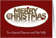 Merry Christmas, Deacon and Wife, Red and Gold card