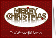 Merry Christmas, Barber, Red and Gold card