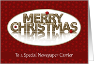 Merry Christmas, Newspaper Carrier, Red and Gold card