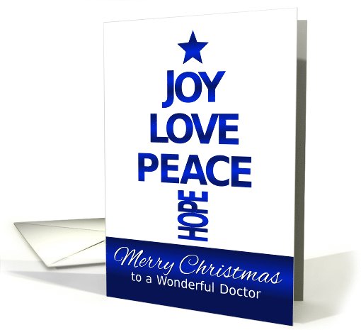 Christmas, Doctor, Blue and White Contemporary Christmas Tree card