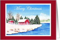 Christmas Scene with Snowy Barn card