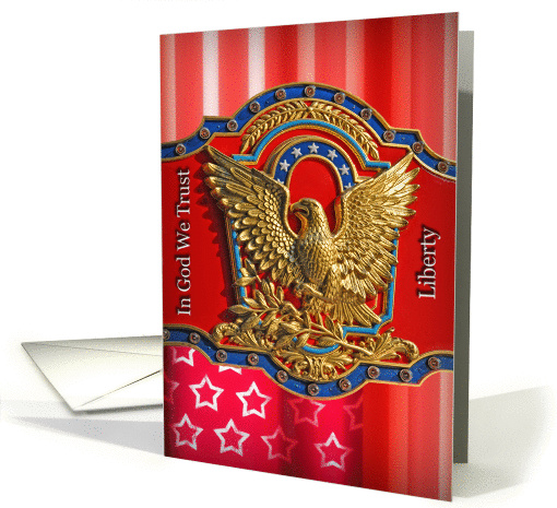 In Honor of Patriot Day, American Eagle in front of flag design card