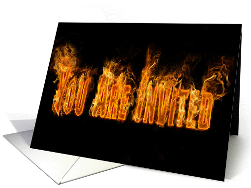 Halloween Party Invitation, Burning, Firey Text card (961173)