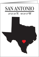 San Antonio Texas GPS Coordinates Blank card