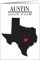 Austin Texas GPS Coordinates Blank card