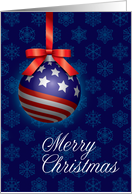 Patriotic American Flag Christmas Ornament with Bow card