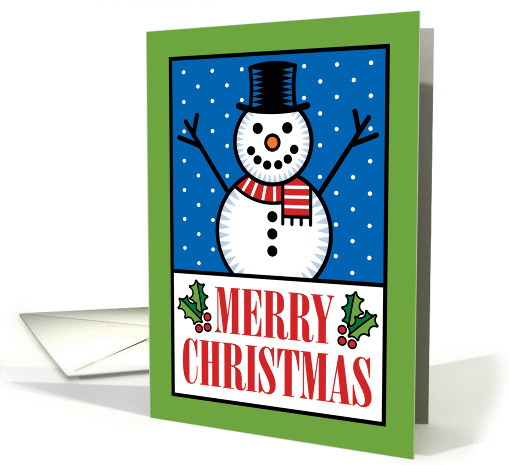 Happy Snowman Merry Christmas with Holly card (1313274)