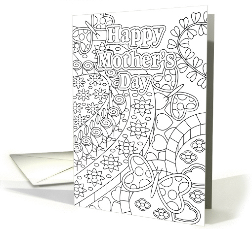 Mother's Day Heart Garden Coloring Book card (1395596)