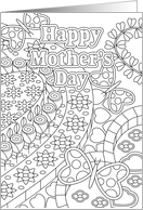 Mother’s Day Heart Garden Coloring Book Card