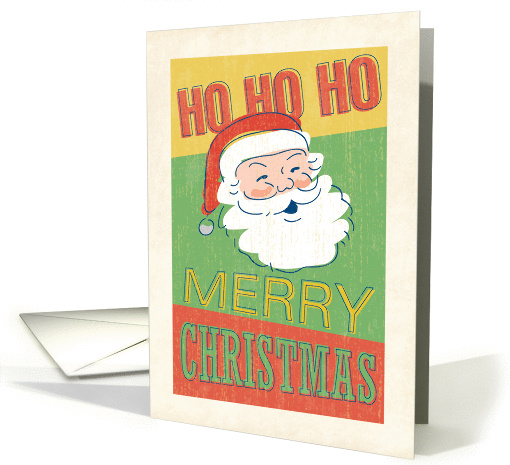 Vintage Santa Sign, Ho Ho Ho Merry Christmas card (1400072)