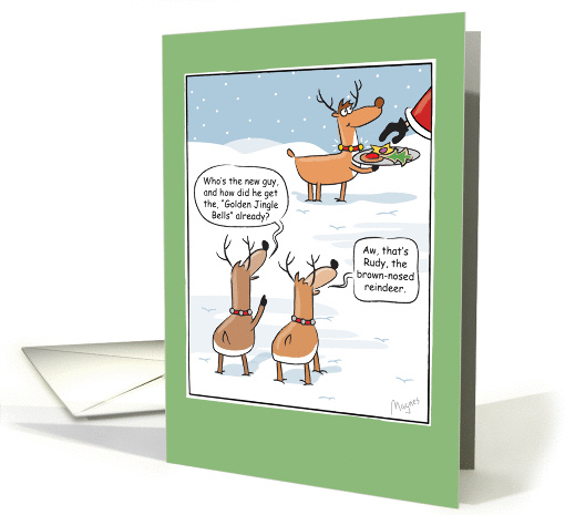 Rudy the Brown-nosed Reindeer Funny Christmas card (1449190)