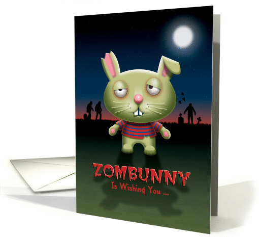 Zombie Bunny Rabbit Happy Halloween card (1456750)