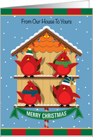 Cardinals Birdhouse From Our House to Yours Merry Christmas card