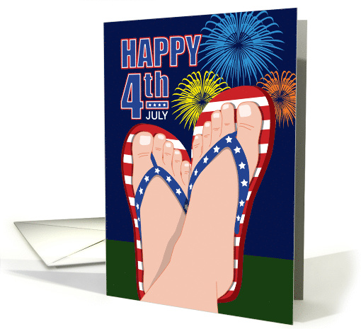 4th of July Fireworks, Patriotic Flip Flops card (1477228)