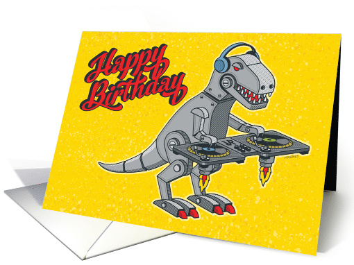 Dinosaur Robot DJ Hip Hop Birthday card (1501906)