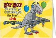 DJ Robot Dinosaur Hip Hop Birthday Party Invitation card