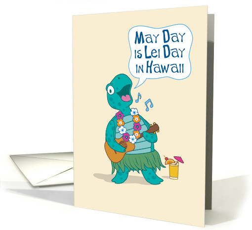 Hawaiian May Day Lei Day Turtle with Ukulele card (1565450)