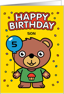 Customize Happy Birthday Son Little Bear with Balloon card
