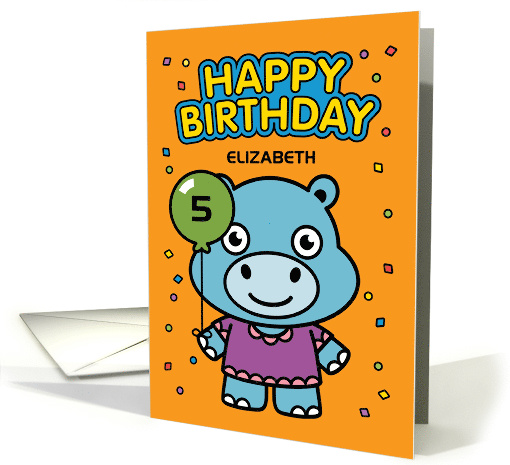 Customize Age and Name 5th Happy Birthday Little Hippo... (1565996)