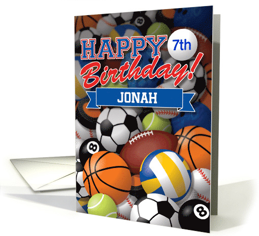 Customize Age and Name Happy Birthday Sports Balls card (1573732)