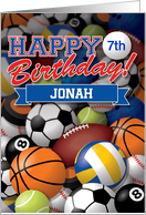 Customize Age and Name Happy Birthday Sports Balls card