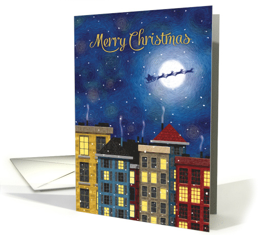 Christmas Urban Neighborhood Santa & Reindeer card (1589244)