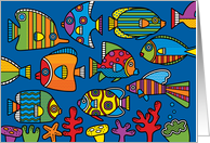 Tropical Fish & Coral Reef Pop Art Birthday card