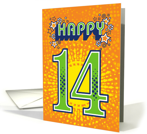 Happy 14th Birthday Stars and Flowers card (1668480)
