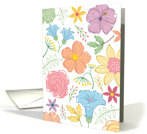 Various Hand Drawn Flowers Any Occasion card (1670748)