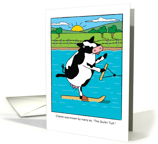 Cow Water Skiing Pun Happy Labor Day card (1690932)