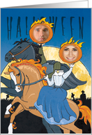 Headless Horseman and Horsewoman Halloween Photo card