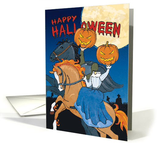 Headless Horseman and Horsewoman Halloween From Both of Us card