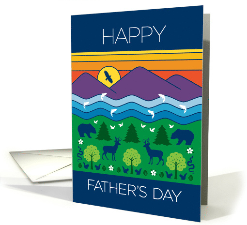 Father's Day Mountains River and Wild Animals card (1747342)